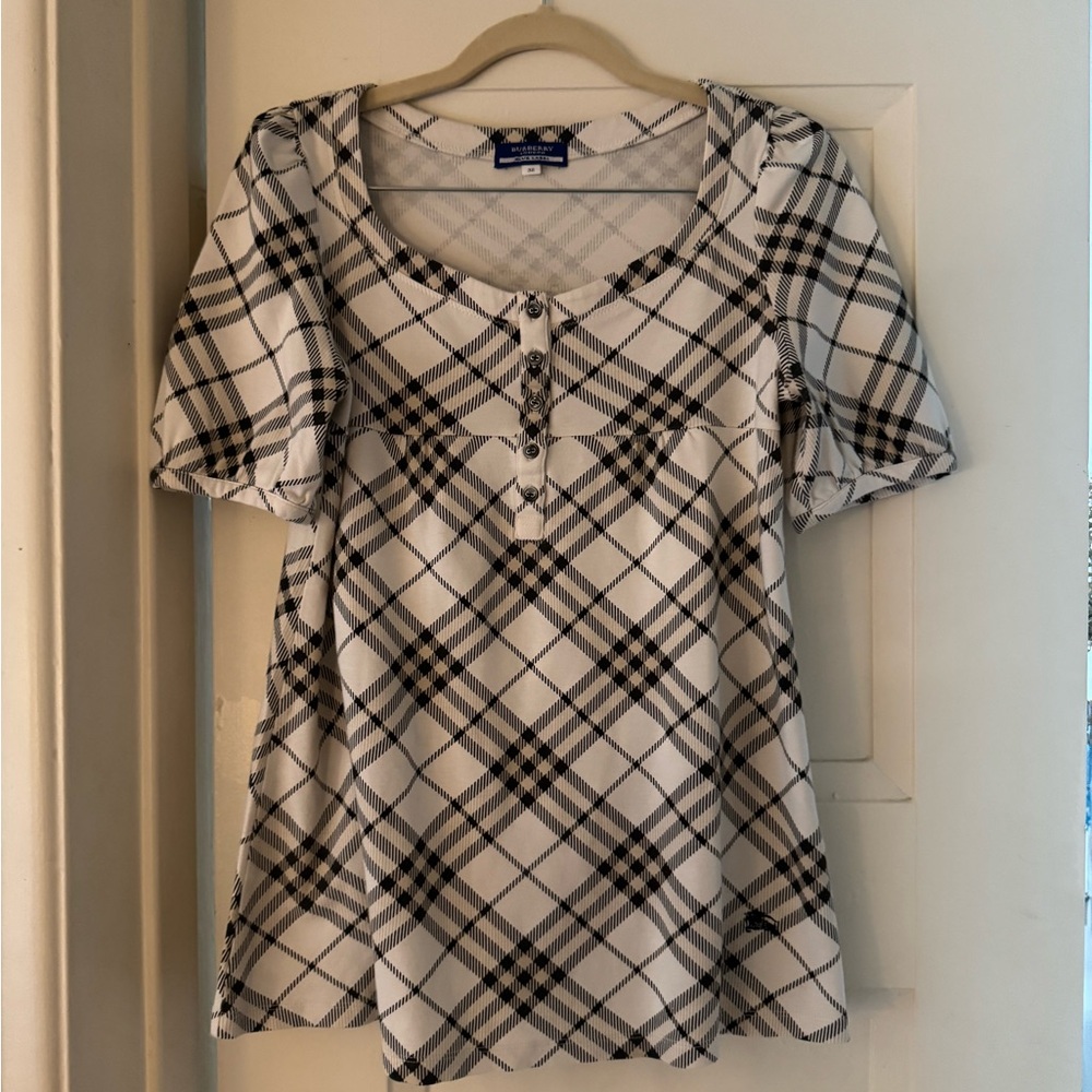 Burberry Black and White Checkered Blouse